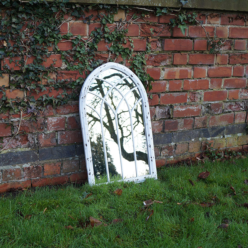 Small White Vintage Arched Mirror H73cm