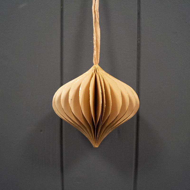 Handmade Caramel Paper Bauble 8cm