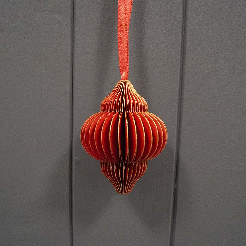 Handmade Red Paper Bauble 8cm