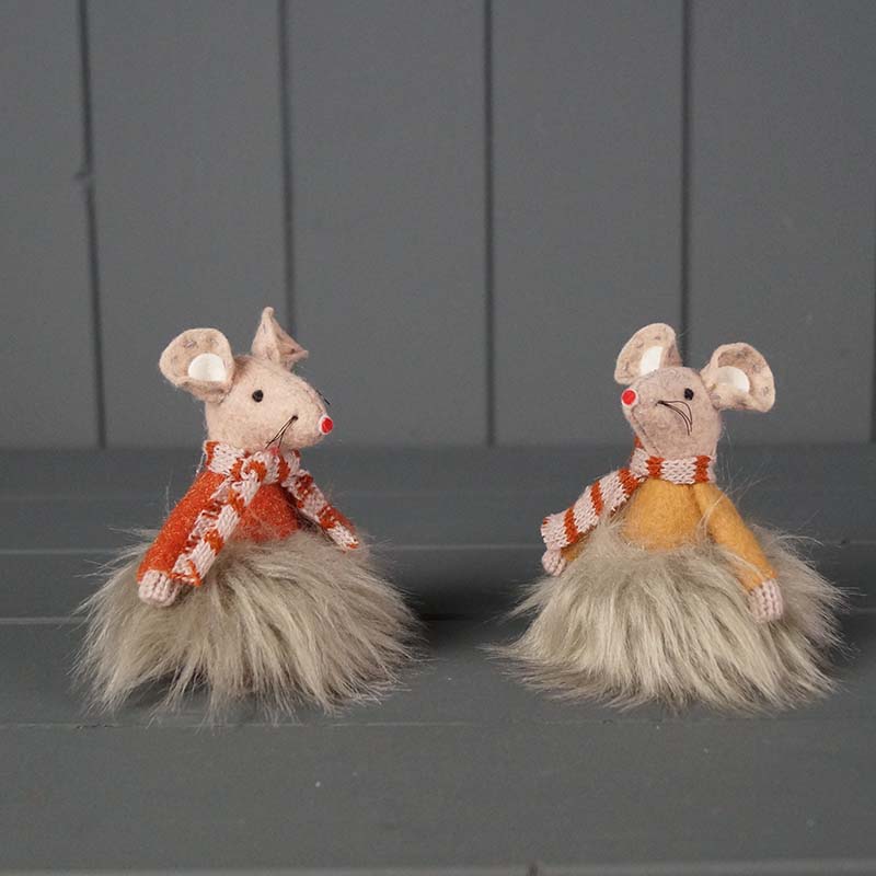 Pair of Autumnal Textile Mice 
