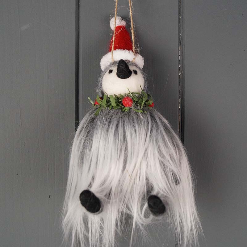 16cm Wool Penguin with Santa Hat