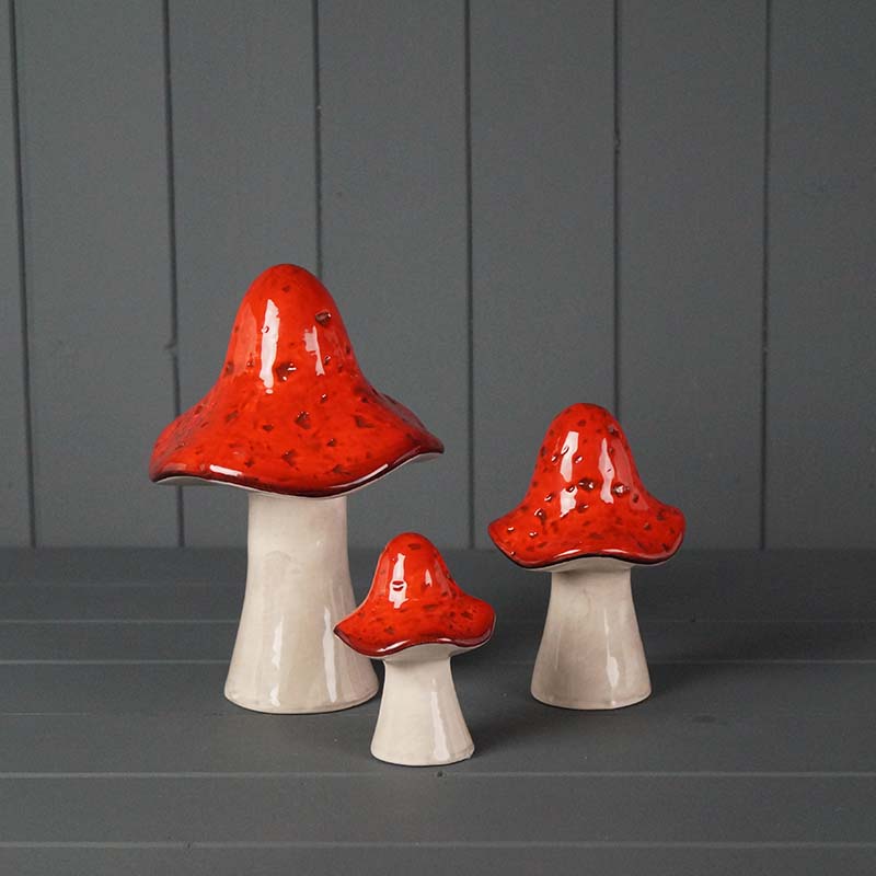 three Ceramic Mushrooms