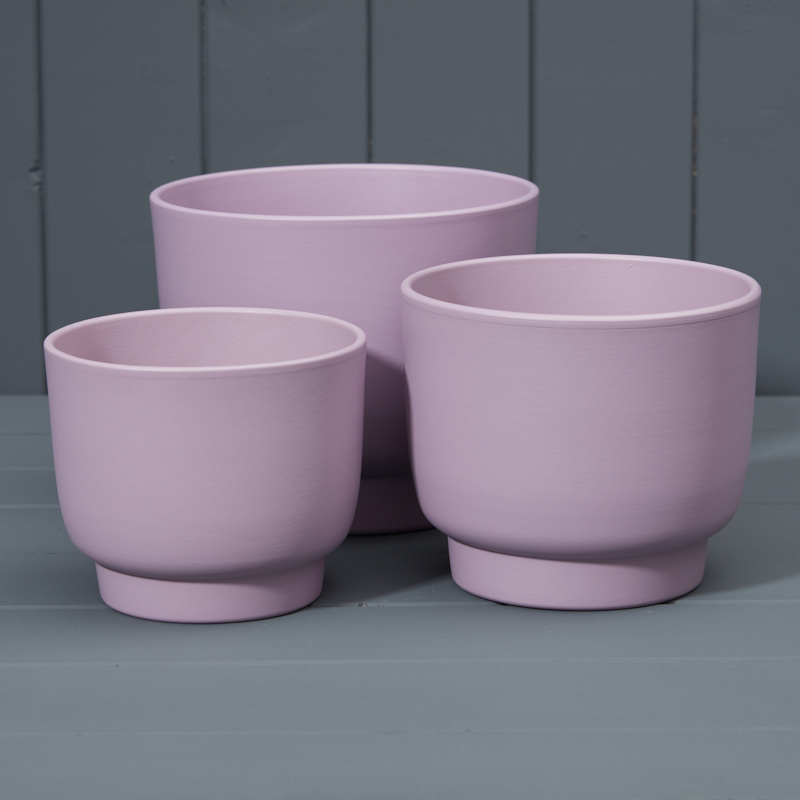 Set of three purple Ceramic Pots