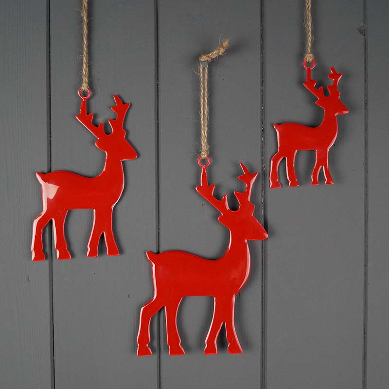 Red Enamelled hanging Reindeer