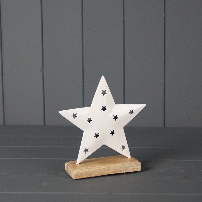 16cm White Enamelled Star