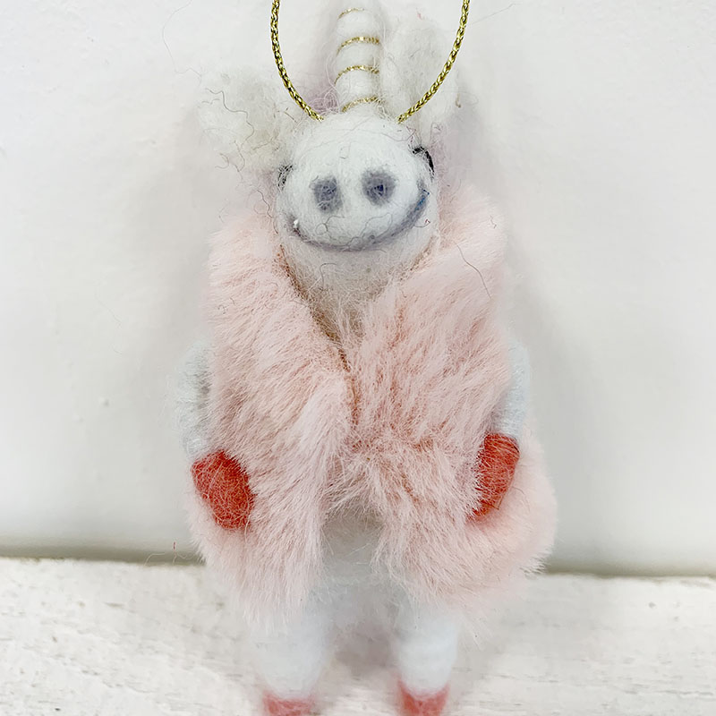 White Wool Unicorn with Pink Jacket detail page