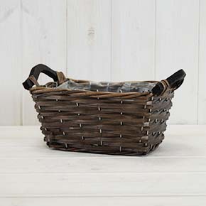 Rectanglular Willow Core Eared Basket 21 cm detail page