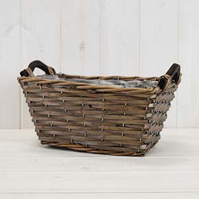 Rectanglular Willow Core Eared Basket 26.5 cm detail page