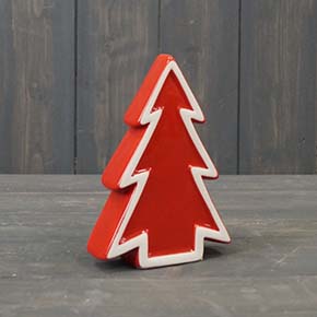 Red Ceramic Tree with White Edging detail page