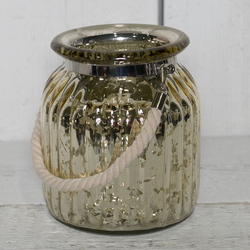 Mercury Glass Jar with Rope Handle detail page