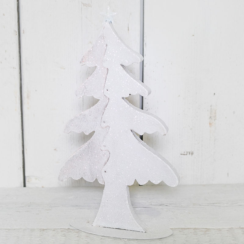 Glittery White Metal Christmas Tree detail page