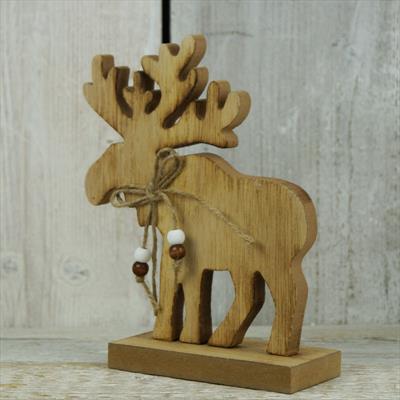 Adorable Wooden Freestanding Moose Decoration detail page