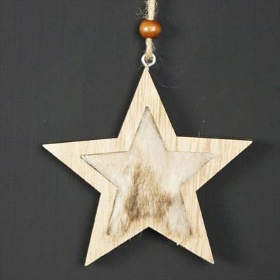 Wooden Star with Furry Centre