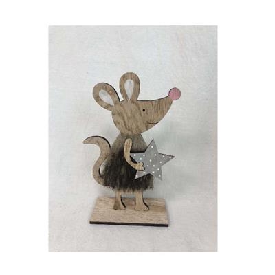 Wooden Mouse on stand with Star  detail page