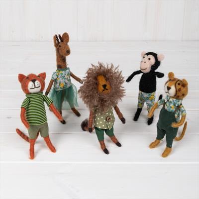 Wool Animal Collection including Lion, Leopard, Giraffe, Monkey and Tiger
