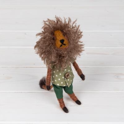 Wool Lion Dressed in Green Shorts and Green Dotty Shirt. detail page