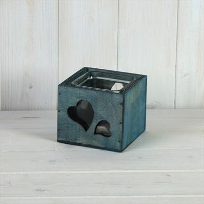 Single Turquoise Tealight with Heart Decoration detail page