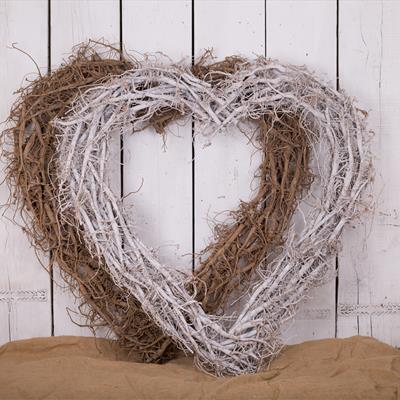 Large Whitewashed Cotton Root Heart detail page