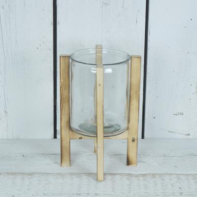 Glass Lantern with Wooden Frame detail page