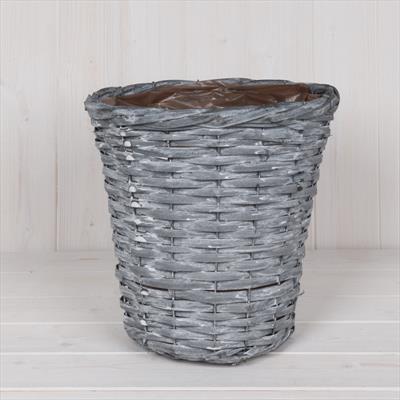 Greywashed Willow Core Round Lined Planter detail page