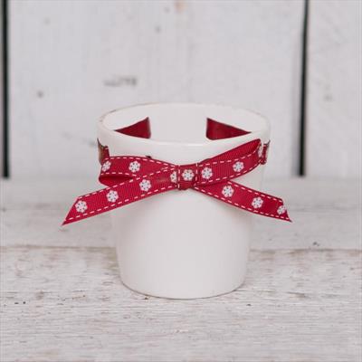 Matt White Ceramic with Glaze and Christmas Ribbon detail page