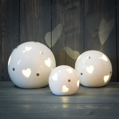 Ceramic Globes with Heart Cut Outs