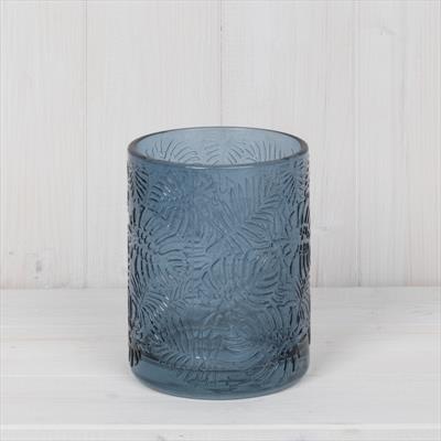 Blue Glass Pot with Leaf Pattern detail page