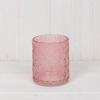 Pink Embossed Glass Pot detail page