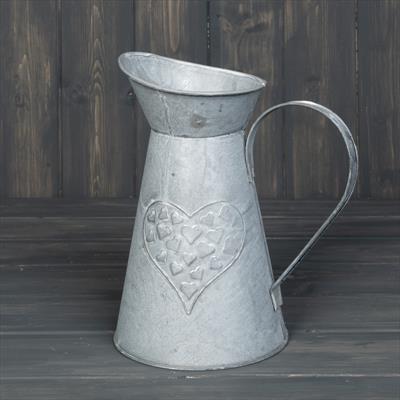 Zinc Jug with Embossed Heart detail page