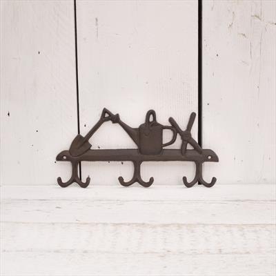 Pretty tool design cast iron coat hanger. Great for hanging indoor and outdoor!  detail page