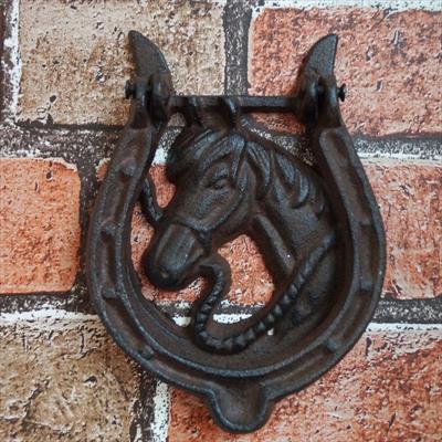 Iron Horse Head Door Knocker detail page