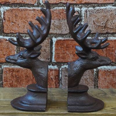Iron Deer Head Book Ends detail page