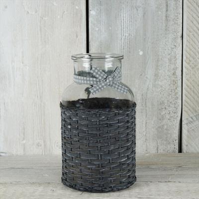 Glass Bottle with Wicker Cover