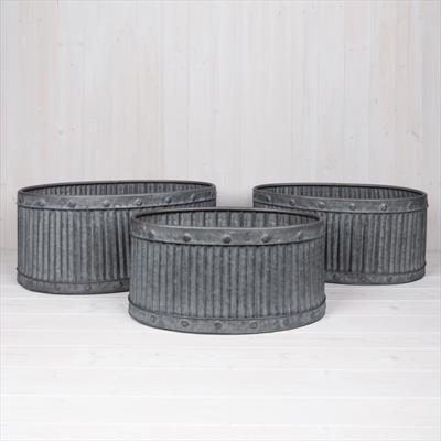 Set of Three Ribbed Oval Planters detail page