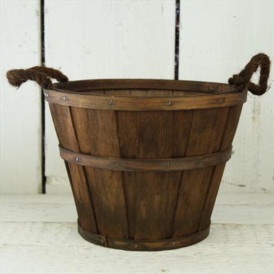 26cm Chestnut Brown Plywood Planter with Rope Handlesdetail page
