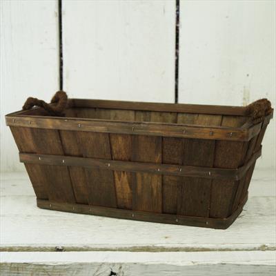 35cm Chestnut Brown Plywood Trough with rope ears  detail page