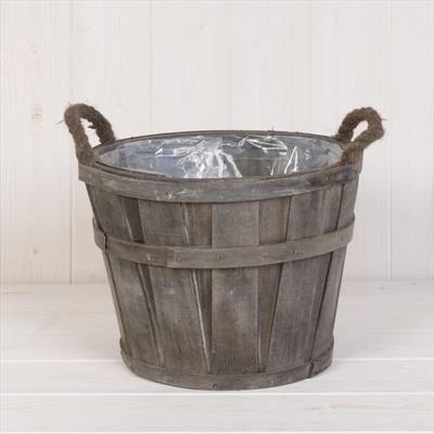 Grey Plywood Planter which is 26 cm and includes two Rope Handles  detail page