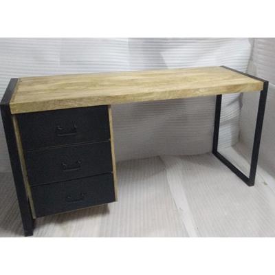 Mango Wood Desk with Three Metal Drawers detail page