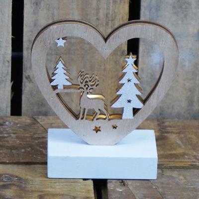 LED Lit Heart with Christmas Scene detail page