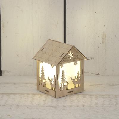 LED Lit House with Christmas Scene detail page