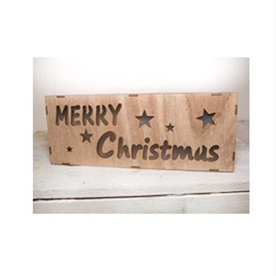 Wooden Merry Christmas Lit Sign detail page