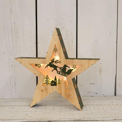 LED Star with Dark Green Edging and Angel Scene detail page