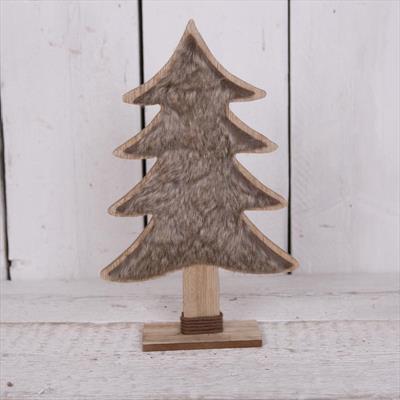 Large Wooden Christmas Tree with Faux Fur detail page