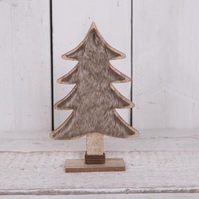 Medium Wooden Christmas Tree with Faux Fur detail page
