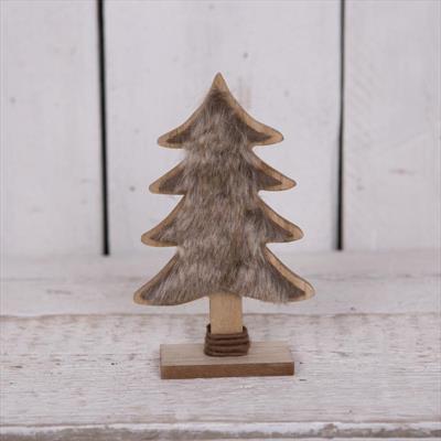 Small Wooden Christmas Tree with Faux Fur detail page