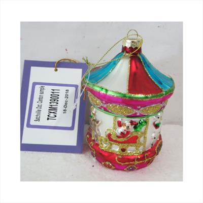 Multi Coloured Hanging Glass Carousel Ornament detail page