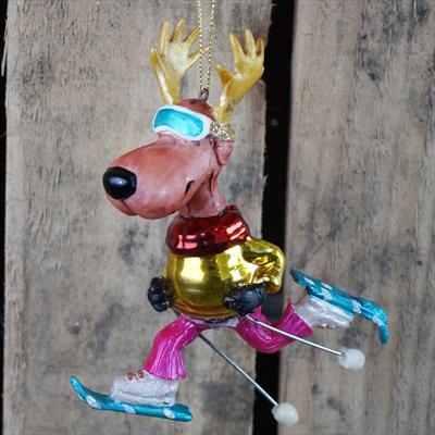 Multi Coloured Glass Reindeer Ornament detail page