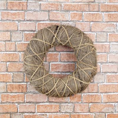 Large Round Brown Straw Wreath detail page