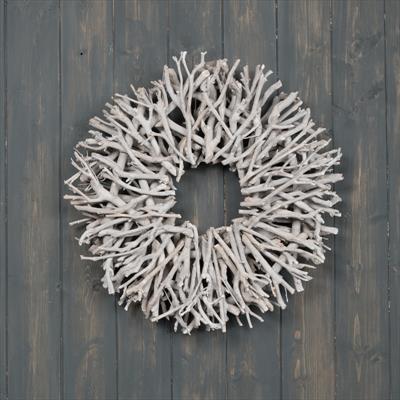 Whitewashed Round Twig Wreath  detail page