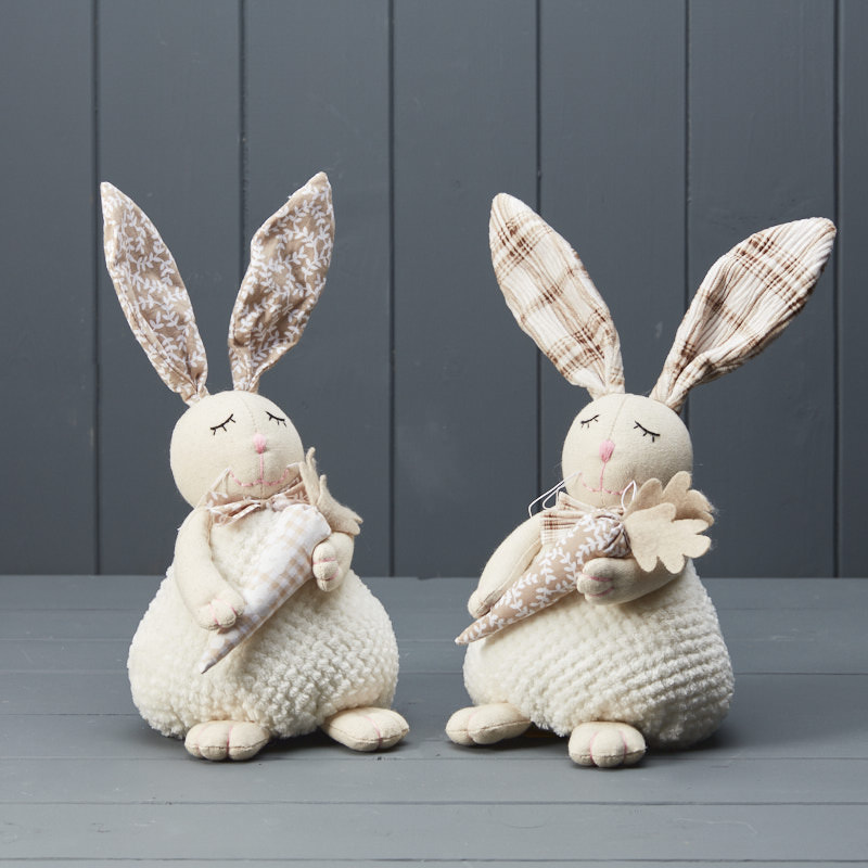 Pair of Cream and Beige Easter Rabbits